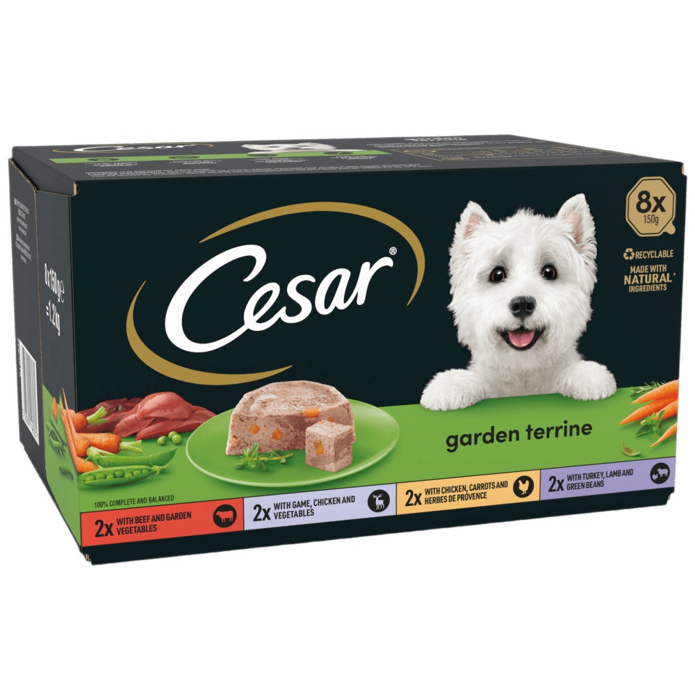 CESAR® Garden Terrine Dog Food Tray Mixed in Loaf 8 x 150g - 1