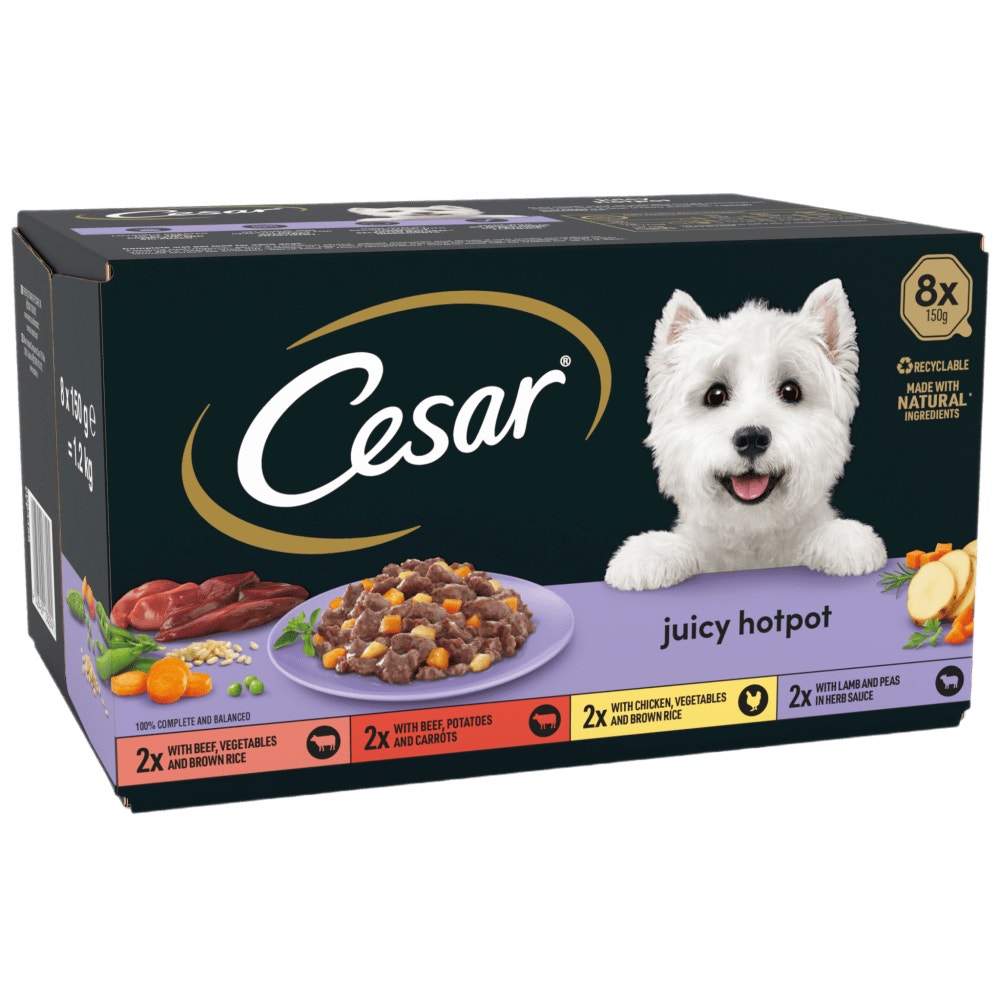 CESAR® Juicy Hotpot Adult Wet Dog Food Trays Mixed in Gravy 8 x 150g - 1